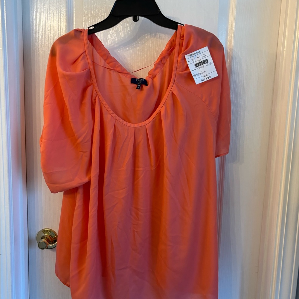Kaari Blue Vibrant Orange Blouse